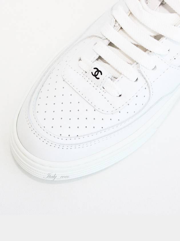 CC Logo Calfskin Low Top Sneakers White - CHANEL - BALAAN 9