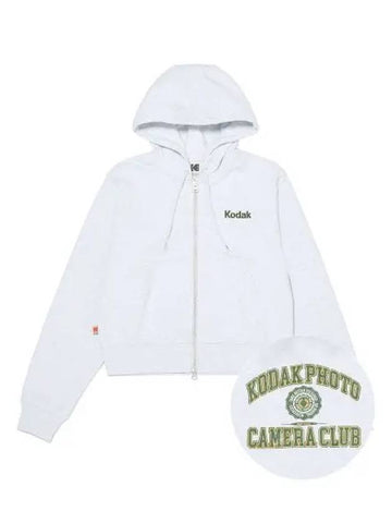 KODAK Camera Club semi crop hood zip up woman white MELANGE - KODO - BALAAN 1