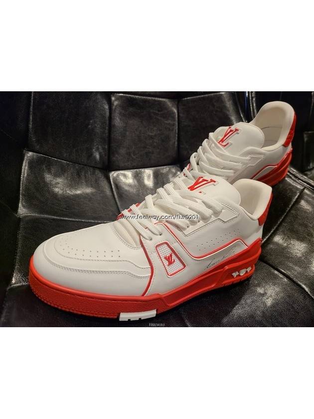 LV Trainer Low Top Sneakers White Red - LOUIS VUITTON - BALAAN 5