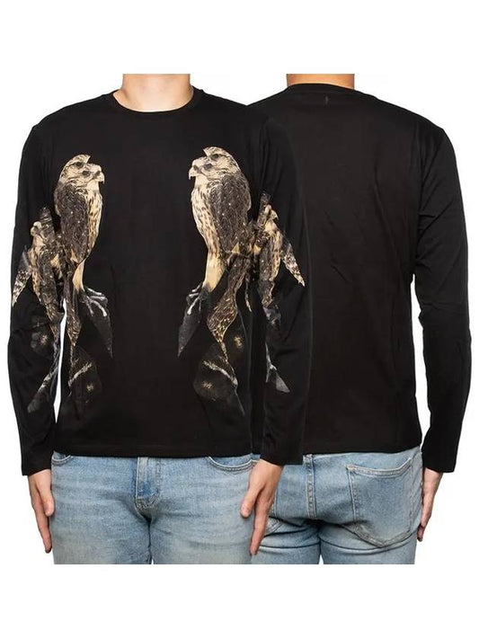 Twin Eagle Print Long Sleeve T-Shirt Black - NEIL BARRETT - BALAAN 1