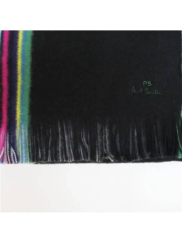 Striped Edge Merino Wool Muffler Black - PAUL SMITH - BALAAN 5