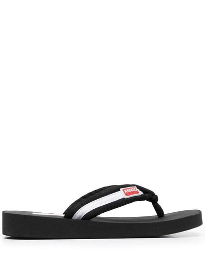 Logo Patch Striped Flip Flops Black - KENZO - BALAAN 2