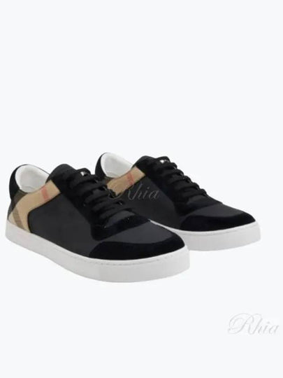 House Check Leather Suede Low Top Sneakers Black - BURBERRY - BALAAN 2