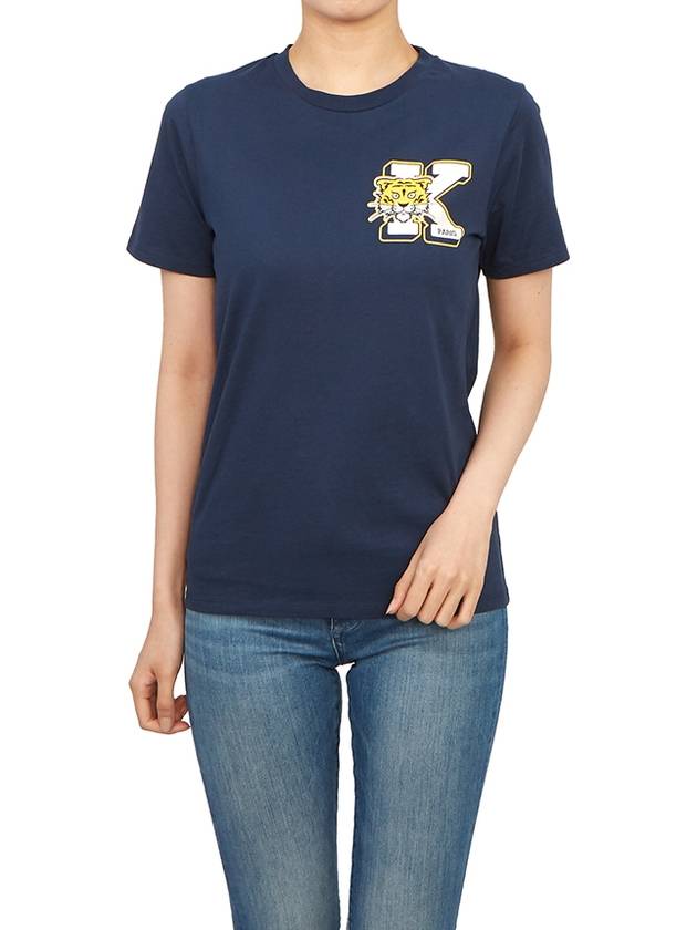 Kids Logo Print Short Sleeve T-Shirt Navy - KENZO - BALAAN 5