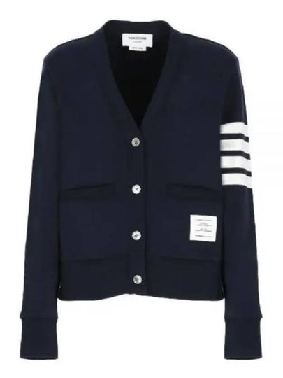 4-Bar Loopback Jersey Cardigan Navy - THOM BROWNE - BALAAN 2