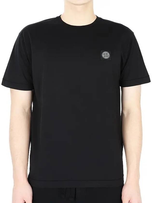 Logo Patch Short Sleeves T-Shirt Black - STONE ISLAND - BALAAN 3