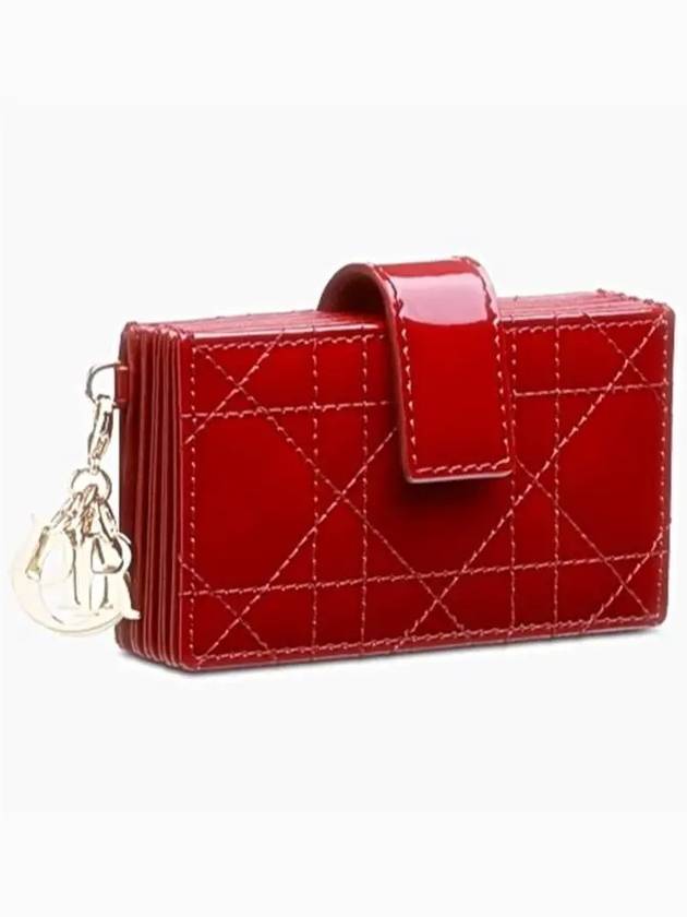 Lady 5-Gusset Patent Cannage Calfskin Card Wallet Cherry Red - DIOR - BALAAN 3