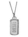 Tag Pendant Stainless Steel Necklace Silver - DIESEL - BALAAN 4