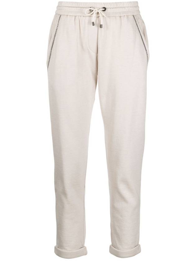 Cotton Silk Fleece Track Pants Beige - BRUNELLO CUCINELLI - BALAAN 2