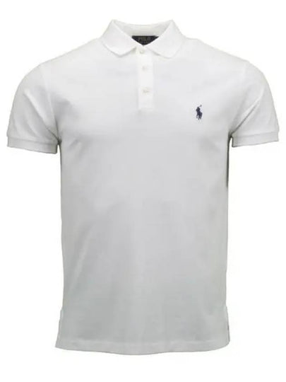 Men's Embroidery Navy Pony Short Sleeve Polo Shirt White - POLO RALPH LAUREN - BALAAN 2