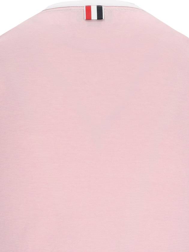 Women's Melange Jersey Ringer Short Sleeve T-Shirt Light Pink - THOM BROWNE - BALAAN 6