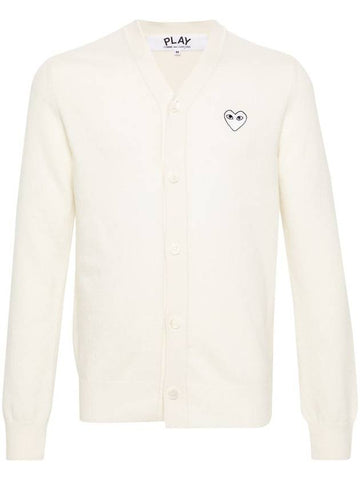 Comme Des Garçons Play V-Neck Cardigan White Emblem Knit Clothing - COMME DES GARCONS PLAY - BALAAN 1