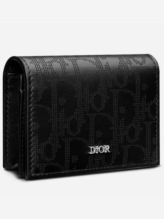 Oblique Punching Business Card Wallet Black - DIOR - BALAAN 4