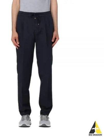 Drawstring Pleated Tapered Straight Pants Navy - BRUNELLO CUCINELLI - BALAAN 2