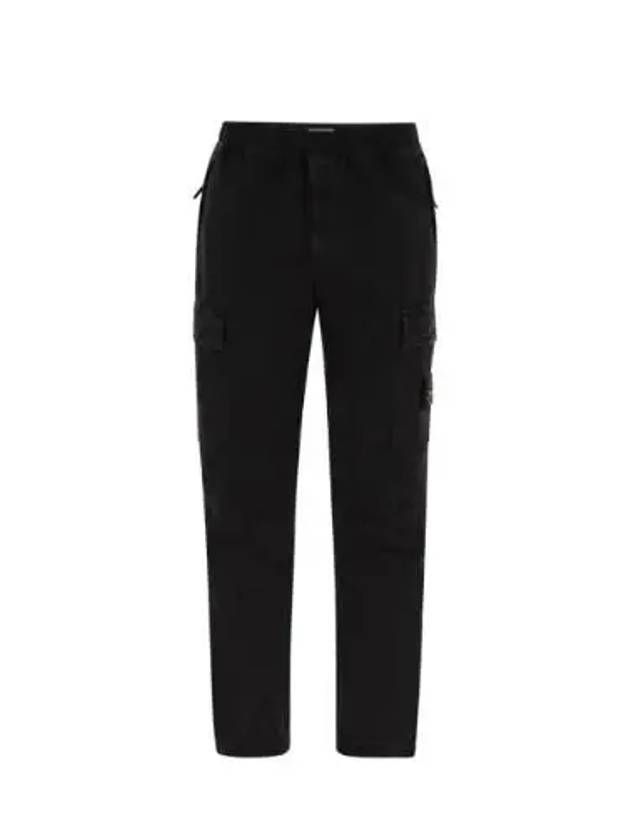 Stretch Cotton Cargo Straight Pants Black - STONE ISLAND - BALAAN 2