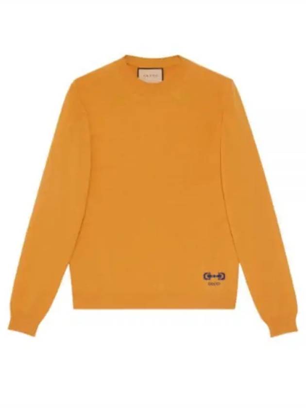 Men's Horsebit Crew Neck Cashmere Knit Top Orange - GUCCI - BALAAN 2