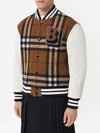 Men's Letter Graphic Check Technical Wool Bomber Jacket Brown - BURBERRY - BALAAN 3