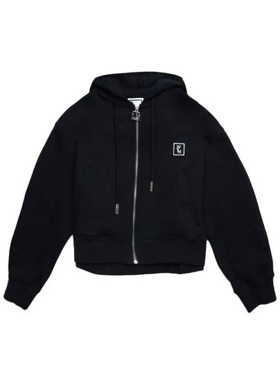 Back Logo Crop Zip-Up Hoodie Black - WOOYOUNGMI - BALAAN 2