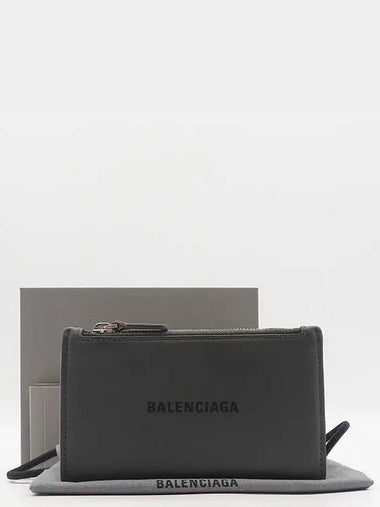 594311 Gray leather logo print zip up card wallet - BALENCIAGA - BALAAN 1