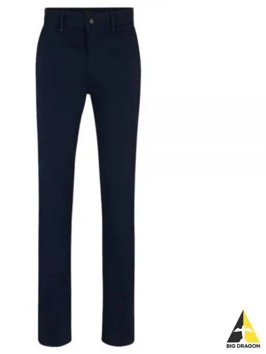 Slim Fit Stretch Cotton Satin Chino Straight Pants Navy - HUGO BOSS - BALAAN 2