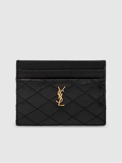 Gabi Quilted Lambskin Card Wallet Black - SAINT LAURENT - BALAAN 2