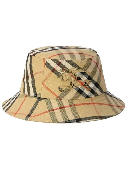 Check Cotton Blend Bucket Hat Beige - BURBERRY - BALAAN 2