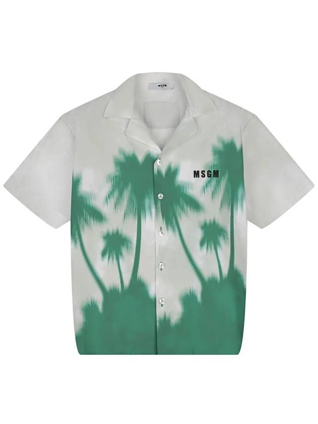 Kids Women s Palm Tree Print Short Sleeve Shirt MS029026 080 - MSGM - BALAAN 1