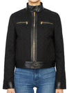 GG Leather Triming Zip-up Jacket Black - GUCCI - BALAAN.