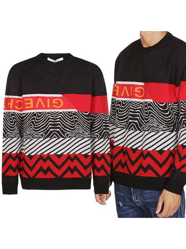 Logo Crew Neck Wool Knit Top Red Black - GIVENCHY - BALAAN 1