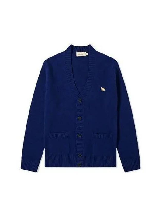 Lambswool cardigan navy FM00504KT1014 FM00400WC2010P100 1039517 - MAISON KITSUNE - BALAAN 1