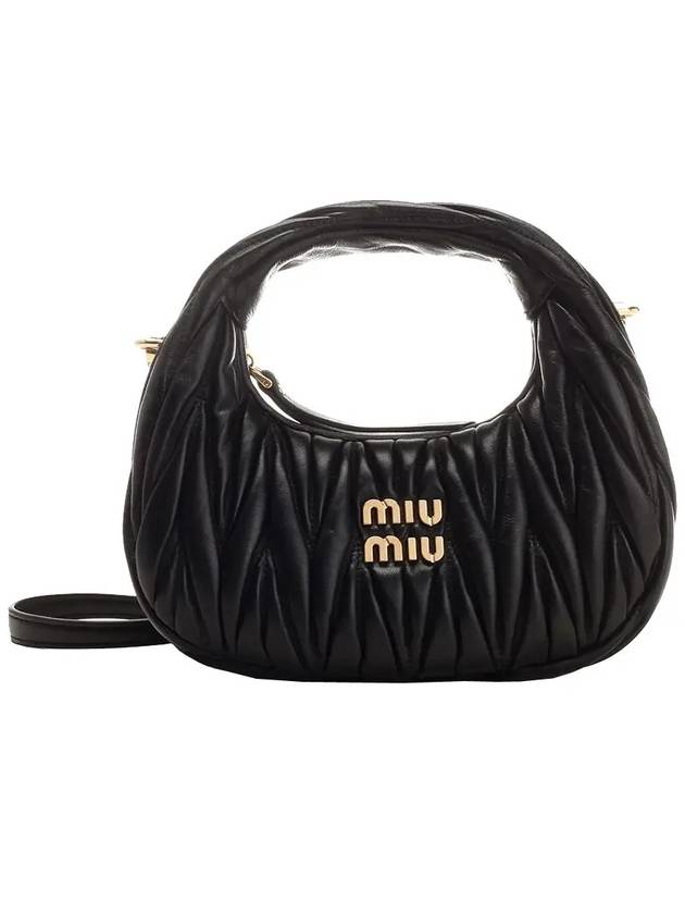 Wander Matelasse Nappa Leather Hobo Mini Bag Black - MIU MIU - BALAAN 3