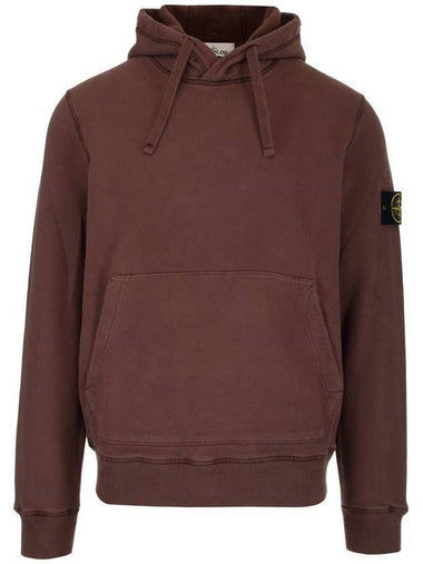 Wappen Patch Brushed Cotton Fleece Hoodie Brown - STONE ISLAND - BALAAN 1