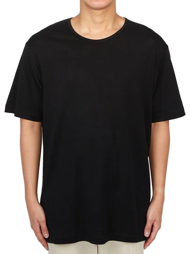 Rib U Neck Short Sleeve T-Shirt Black - LEMAIRE - BALAAN 2