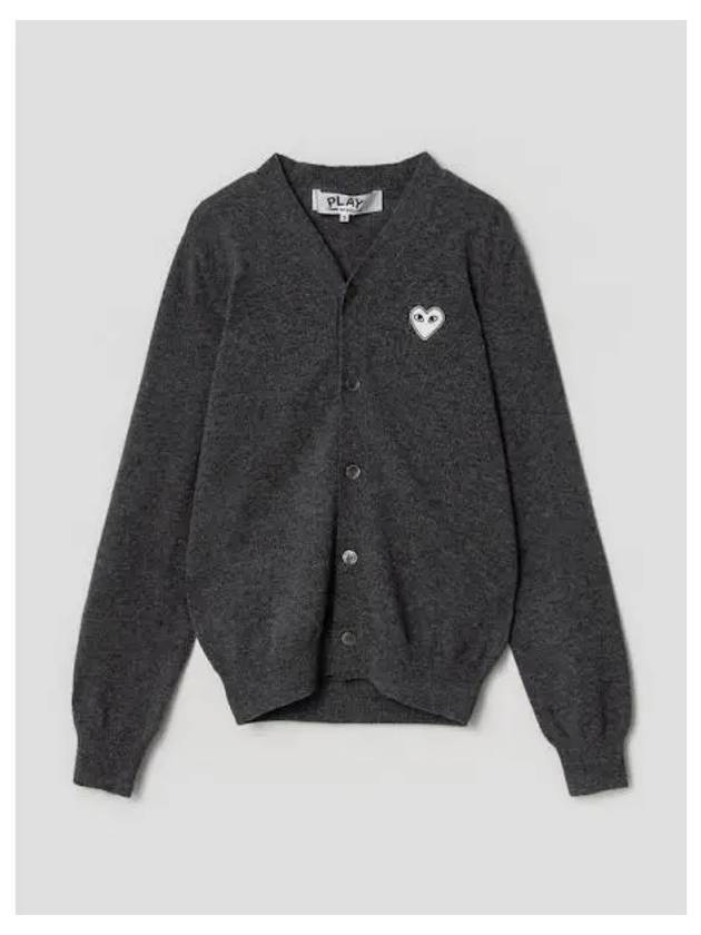 Unisex White Heart Waffen Spring Fall Cardigan Gray Domestic Product GM0024010927795 - COMME DES GARCONS PLAY - BALAAN 1