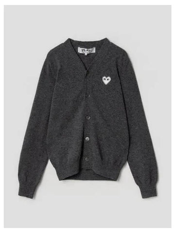 Unisex White Heart Waffen Spring Fall Cardigan Gray Domestic Product GM0024010927795 - COMME DES GARCONS PLAY - BALAAN 1