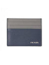 Logo Saffiano Leather Card Wallet Baltic Blue - PRADA - BALAAN 1