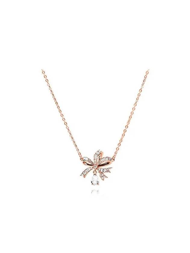 Hyperbola Volta Bow Pendant Necklace Rose Gold - SWAROVSKI - BALAAN 2