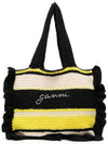 Crochet-Frill Embroided Logo Cotton Tote Bag - GANNI - BALAAN 2