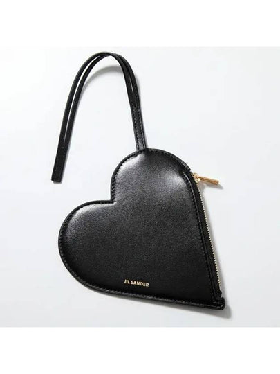 Embossed Logo Heart Stamp Calfskin Pouch Bag Black - JIL SANDER - BALAAN 2