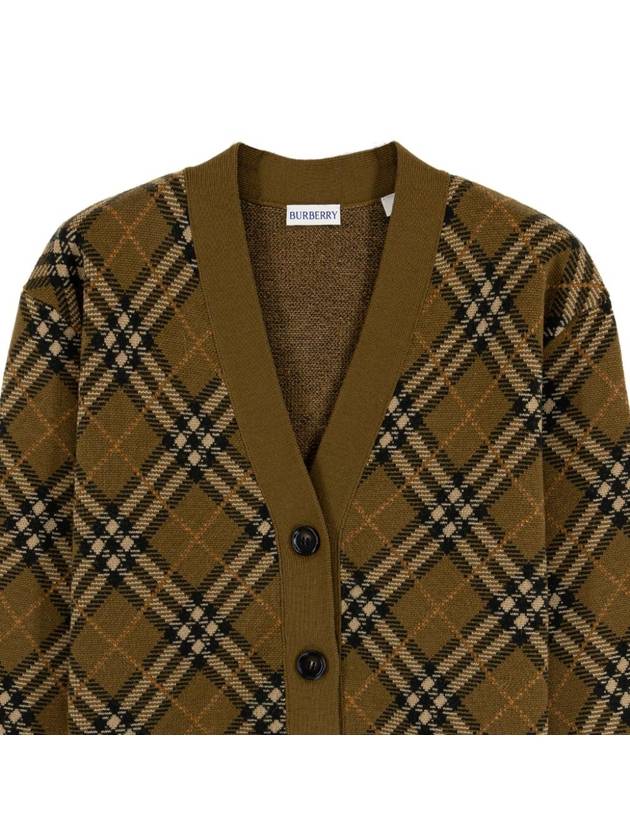 Check Wool Mohair Blend Cardigan Brown - BURBERRY - BALAAN 3