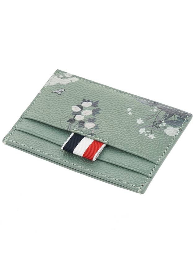 Flower Print Single Card Wallet Light Green - THOM BROWNE - BALAAN 5