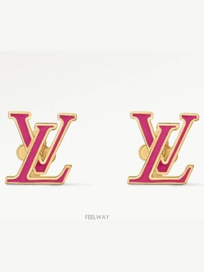 LV Iconic Enamel Earrings Gold Pink - LOUIS VUITTON - BALAAN 2