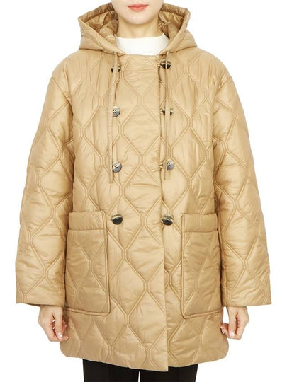 Shiny Quilt Hooded Jacket Beige - GANNI - BALAAN 2