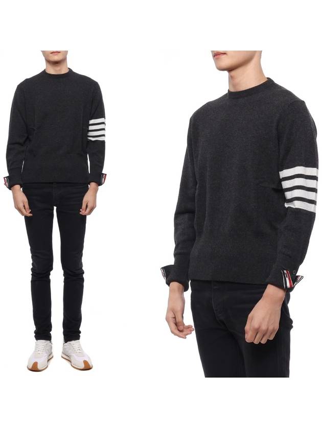 Diagonal Classic Cashmere Knit Top Dark Grey - THOM BROWNE - BALAAN 2