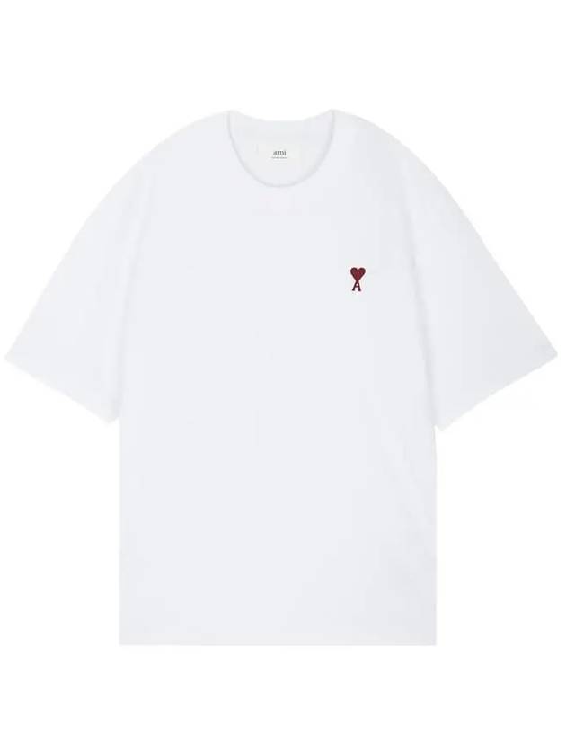 Small Heart Logo Boxy Fit Short Sleeve T-Shirt White - AMI - BALAAN 2