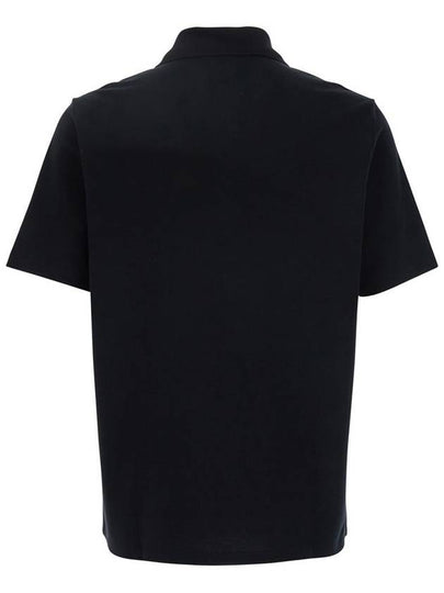 Black Polo Shirt With Collar And Coin Print On The Front In Cotton Man - BALMAIN - BALAAN 2