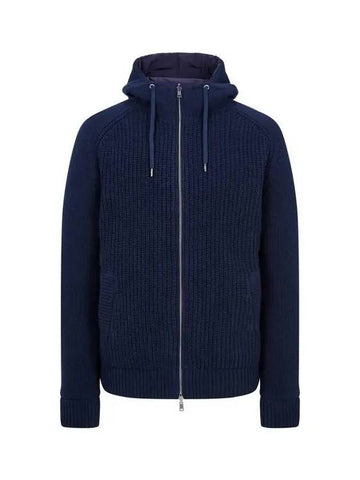 Men s ribbed knit padded hooded jacket navy 270917 - HERNO - BALAAN 1