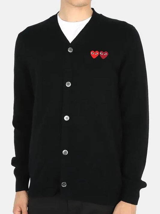 men's double heart wappen cardigan black N058 BLACK - COMME DES GARCONS - BALAAN 1