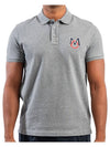 Monogram Logo Patch Short Sleeve Polo Shirt Grey - MONCLER - BALAAN 2