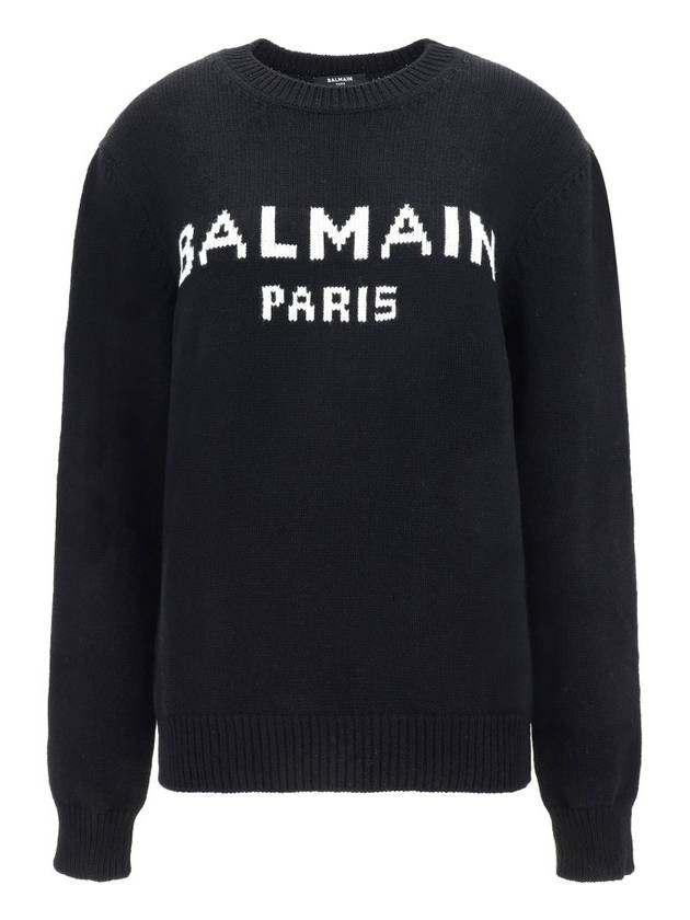 Logo Wool Knit Top Black - BALMAIN - BALAAN 2